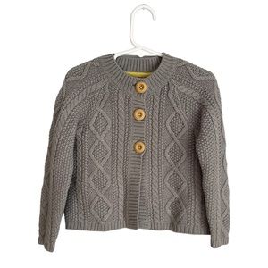 Mini Boden Cable Knit Cardigan 3-4 Yrs Gray